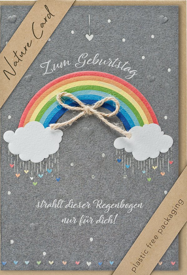 Karte Handmade zum Geburtstag Regenbogen