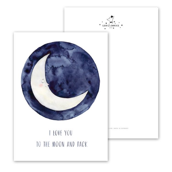 Postkarte I love you to the moon and back